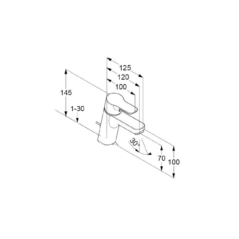 Baterie lavoar Kludi, Pure & Easy, ventil metalic, H = 7 cm, crom